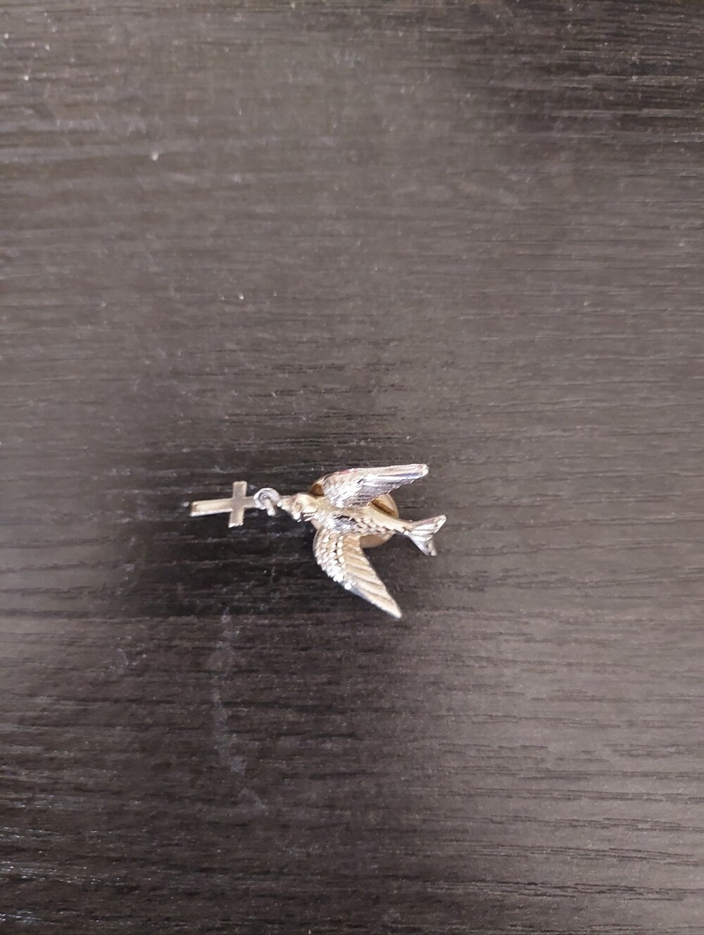 Silver Dove Brooch with Cross Accent - Women's Jewelry